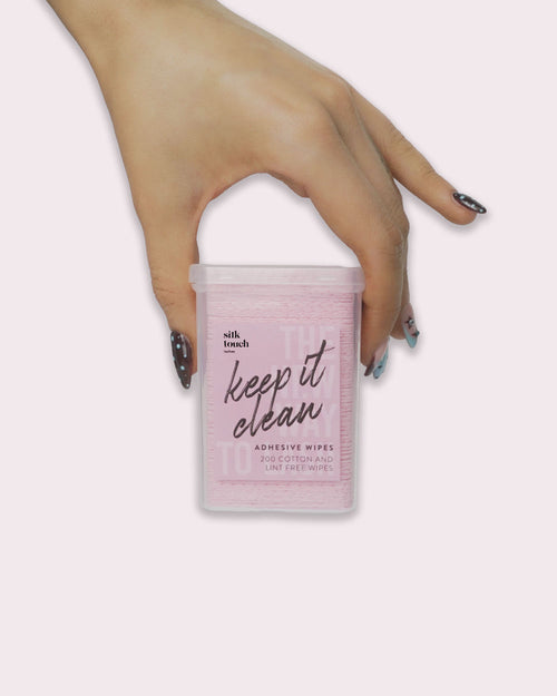 pink lash glue cleaning wipes for tweezers and tools